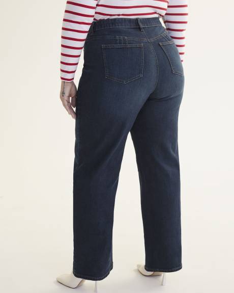 Jean à jambe évasée et taille haute, coupe galbée petite, délavé foncé, tissu responsable - d/C Jeans