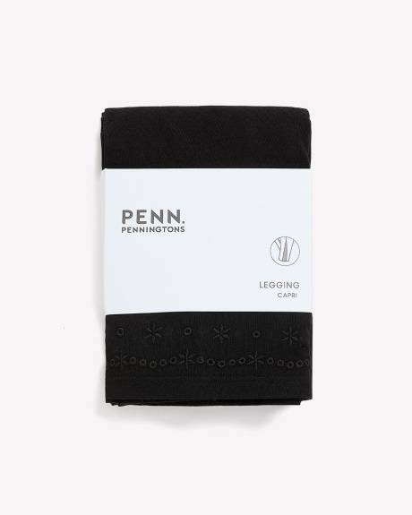 Capri Legging with Eyelet Embroidery at Hem - PENN. Essentials