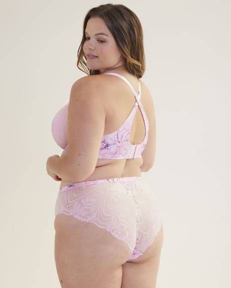 Soutien-gorge pigeonnant rembourré avec dentelle et imprimé floral, avec armatures - Déesse Collection