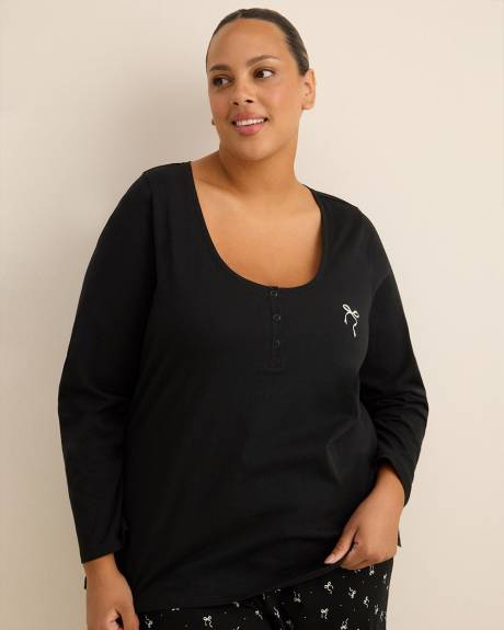 Black Modern-Fit Long-Sleeve Pyjama T-Shirt - ti Voglio