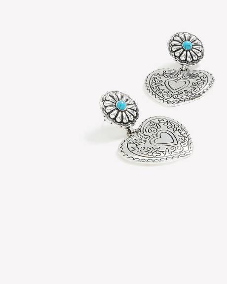 Boucles d'oreilles western en forme de coeur