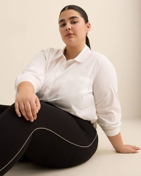 Responsible, Black Ponte de Roma Legging with Ball Chain Side Detail