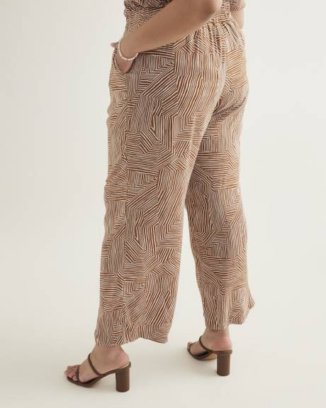 Pantalon imprimé à enfiler avec jambe évasée, tissu responsable