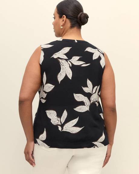 Responsible, Sleeveless Mao Collar Pintuck Blouse