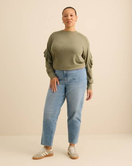 Haut &agrave; col rond et manches longues avec volants - Addition Elle