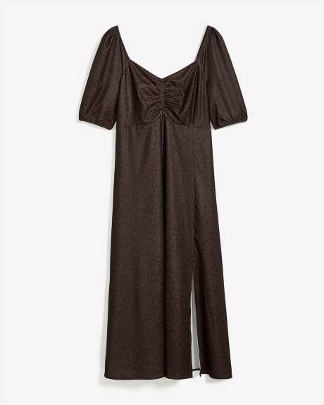 Robe mi-longue avec encolure en coeur et manches ballons - Addition Elle