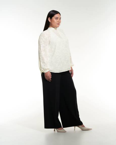 White Blouse with Satin V-Neck Cami Lining - Addition Elle