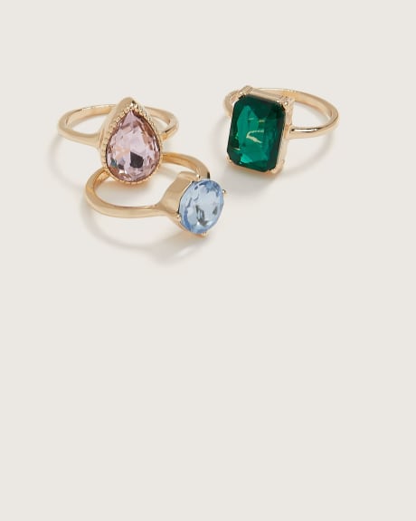 Rings with Assorted Stones, Set of 3