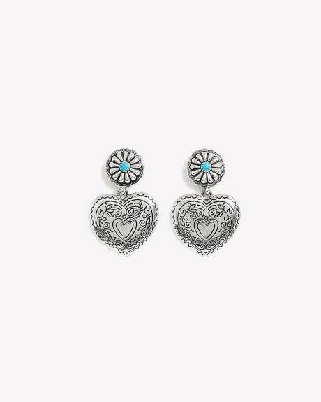 Boucles d'oreilles western en forme de coeur