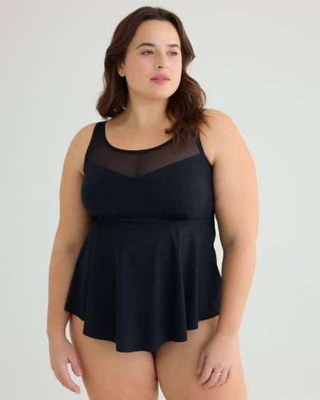 Tankini with Mesh Insert at Neckline