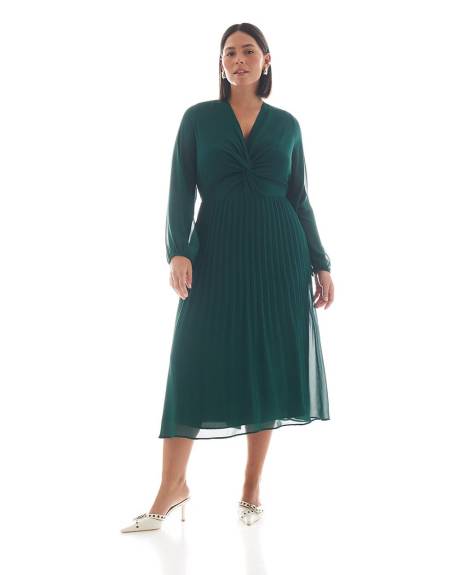 Robe plissée avec noeud torsadé, tissu responsable - Addition Elle