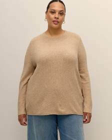 Pull à col rond avec mailles de fantaisie à l'ourlet