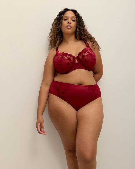 Soutien-gorge en dentelle de velours rouge, avec armatures - Déesse Collection