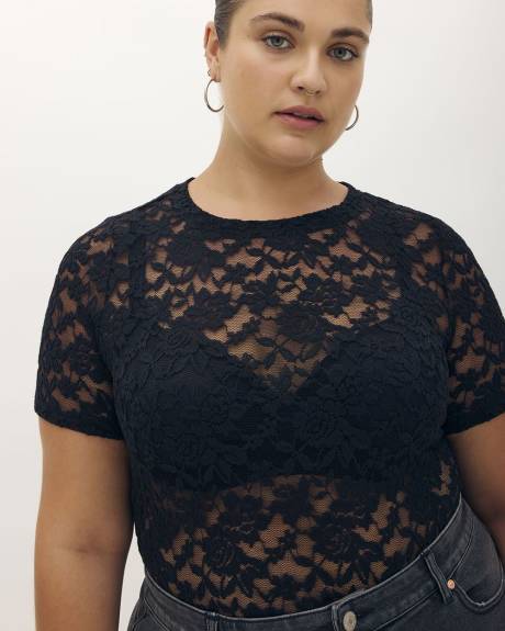 Black Lace Tee - Addition Elle
