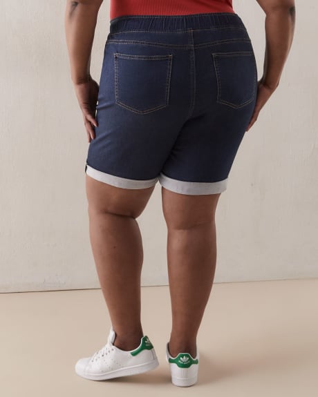 Pull-On Stretch Knit-Like Denim Bermuda Shorts - d/C Jeans