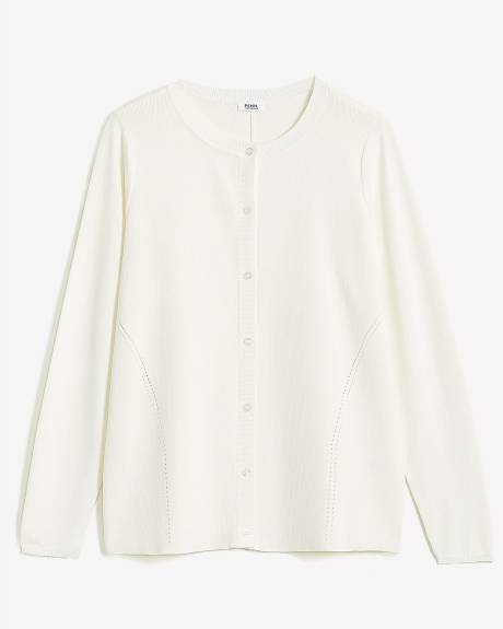 Buttoned Down Cardigan with Pointelle Stitches
