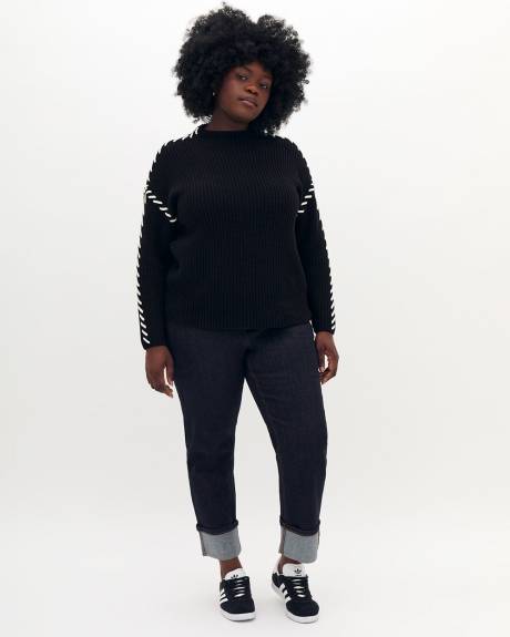 Pull noir à col cheminée avec point de fouet - Addition Elle