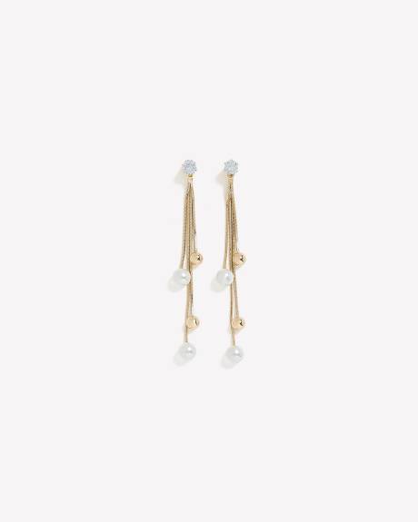 Golden Pearl Pendant Earrings