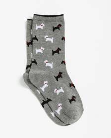Chaussettes grises à motifs de chiens