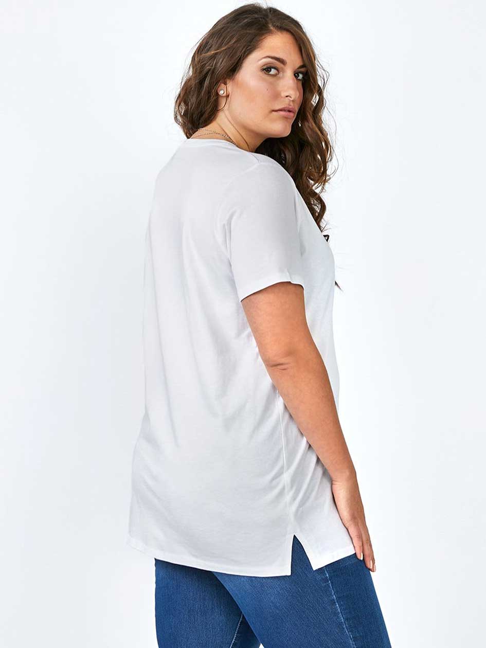 T-shirt à manches courtes basique en coton, coupe girlfriend