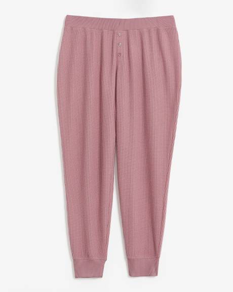Pink Waffle Knit Jogger Pyjama Pant - ti Voglio