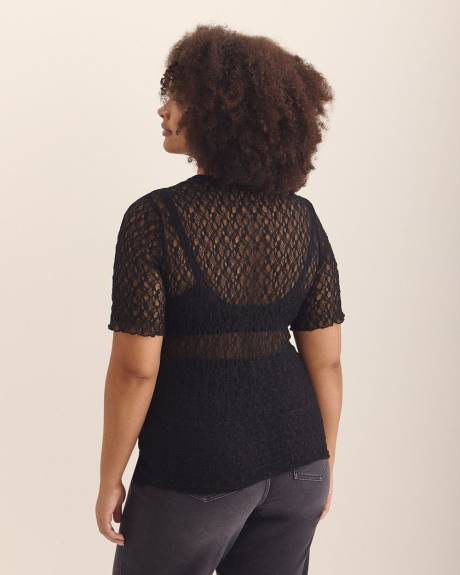 Haut en dentelle avec ourlet festonné - Addition Elle