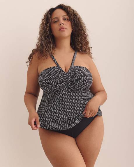 Black Printed Swing Halter Tankini