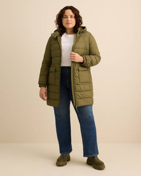 Long Packable Jacket with Removable Hood