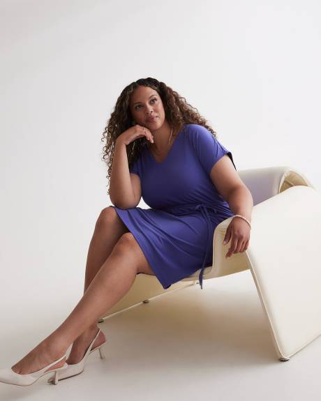 Knit Dress V-Shaped Front and Back Neckline