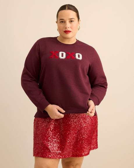 Pull en tricot molletonn&eacute; &agrave; col rond