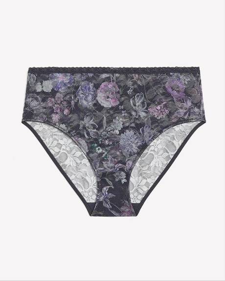 High-Cut Blue Floral Lace Brief - Déesse Collection
