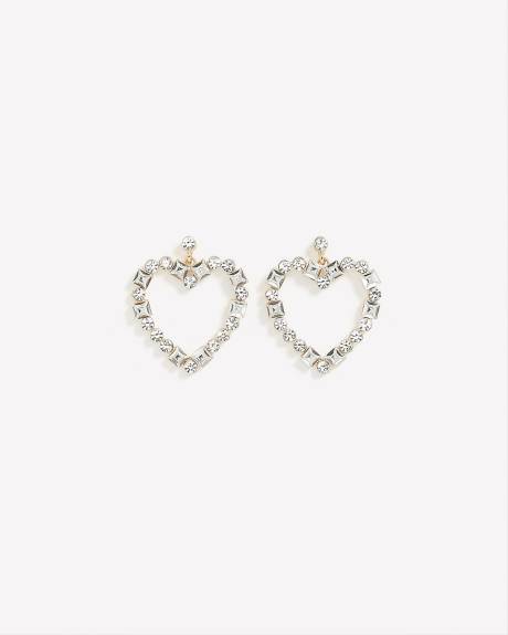 Boucles d'oreilles en forme de coeur avec pierres scintillantes