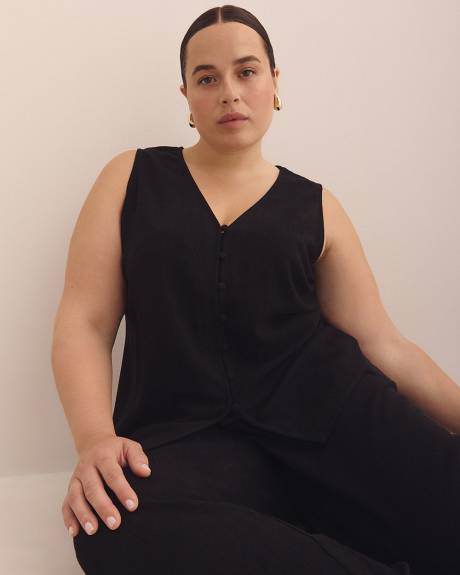 V-Neck Button Down Sleeveless Blouse
