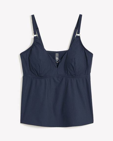Dark Ribbed V-Neck Tankini Top