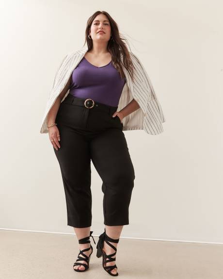 Cropped Straight-Leg Pant with Sash