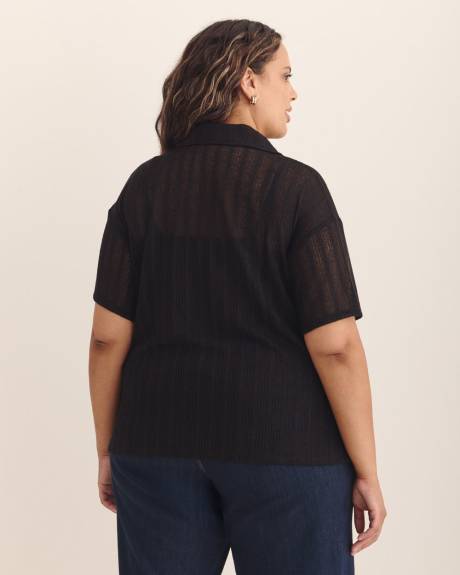 Short-Sleeve Sheer Polo Top