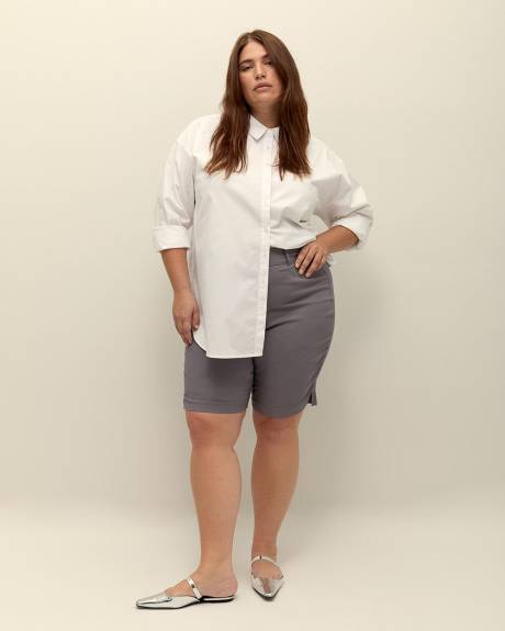 Blue Savvy-Fit Textured Bermuda Shorts