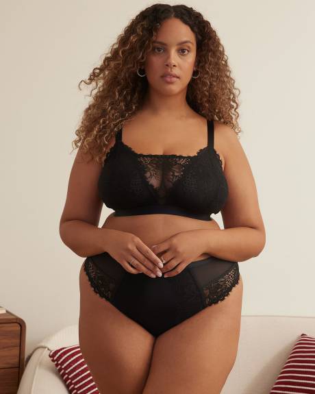 Bralette longiligne noire sexy en dentelle – Déesse Collection