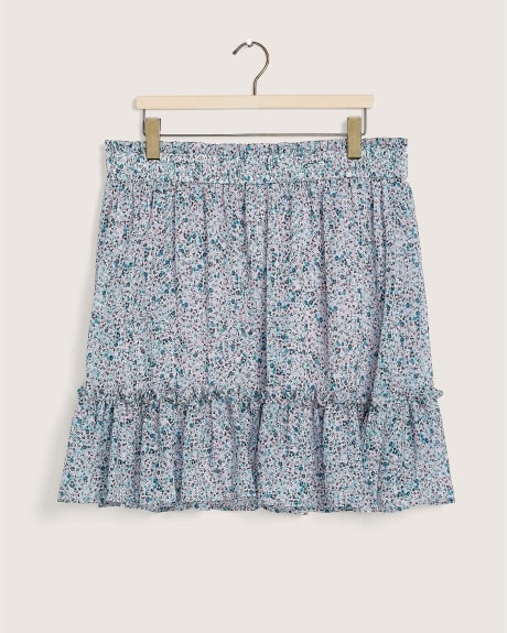Crinkle Peasant Mini Skirt, Floral Print