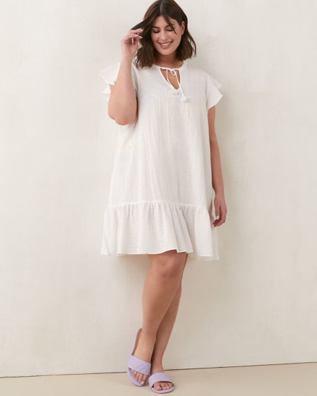 Beach Cover-Up Dress With Flutter Sleeves - In Every Story