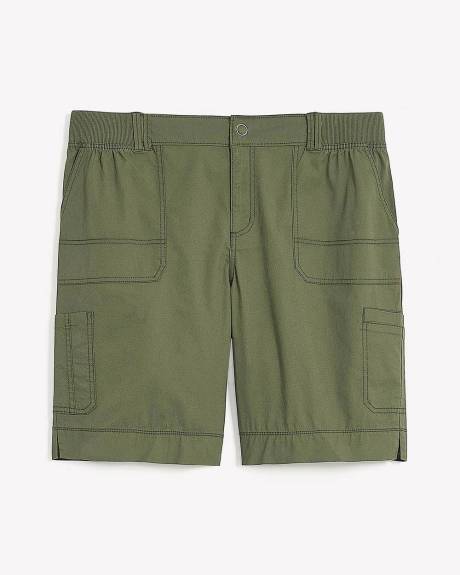 Cotton Bermuda with Ribbed Waistband