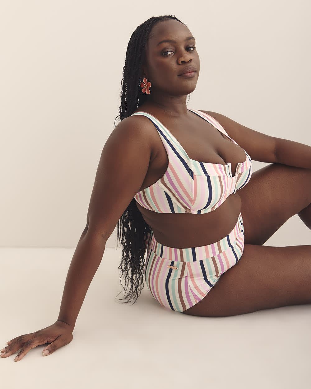 Bikini à rayures multicolores Sunnie - Raisins Curve