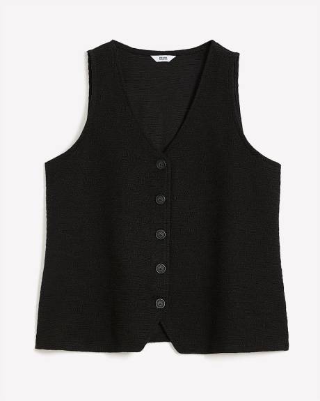 Textured Buttoned-Down Sleeveless Vest