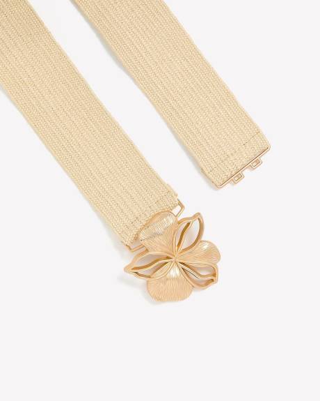 Ceinture élastique large avec boucle en fleur