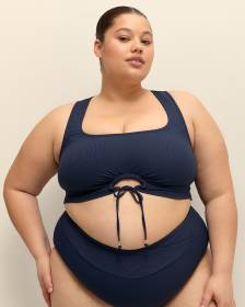 Dark Longline Ribbed Bikini Top
