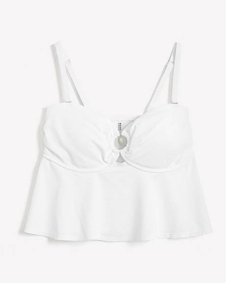 Tankini bandeau blanc texturé
