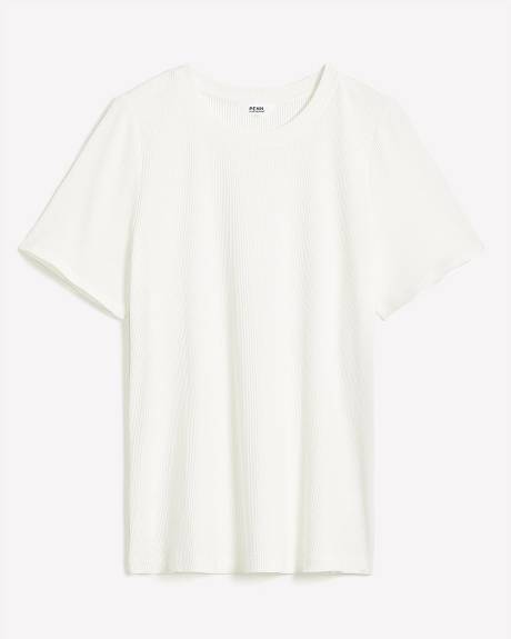T-shirt col rond en tricot côtelé, coupe galbée - Essentiels PENN.