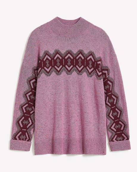 Fair Isle Mock Neck Sweater