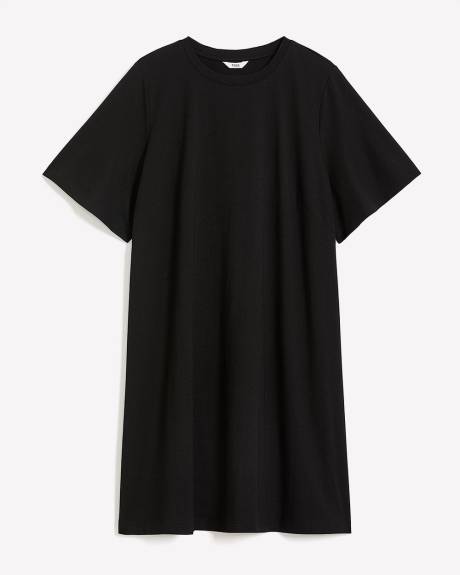 Responsible, Crewneck Swing Dress with Short Flutter Sleeves