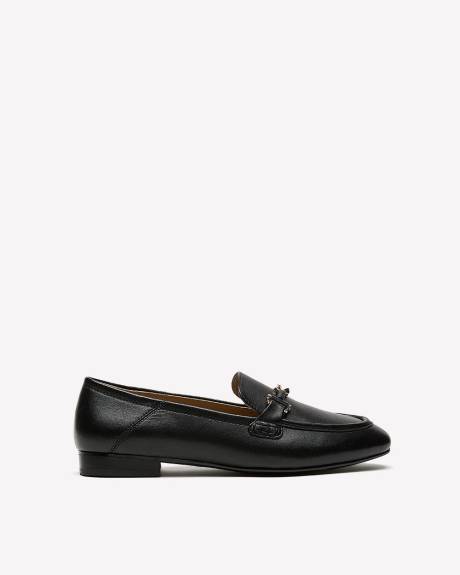 Extra Wide Width, Leather Loafer with Gold Ornament